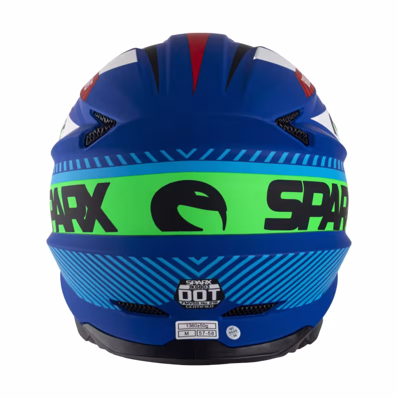 Мотошлем Sparx Fenix Gravity JK6803, синий/зеленый матовый, размер 3XL