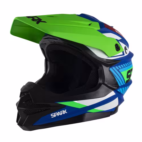 Мотошлем Sparx Fenix Gravity JK6803, синий/зеленый матовый, размер S