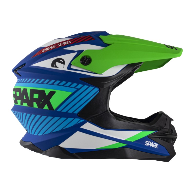 Мотошлем Sparx Fenix Gravity JK6803, синий/зеленый матовый, размер S