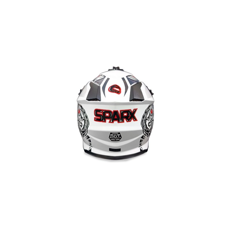 Мотошлем детский Sparx Jet Monster WS-905, белый люминесцентный, размер YXL