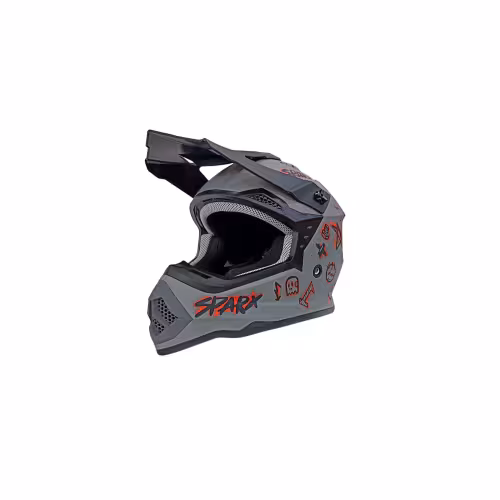 Мотошлем детский Sparx Jet  Graffity WS-905, серый/оранжевый матовый люминесцентный, размер YXL