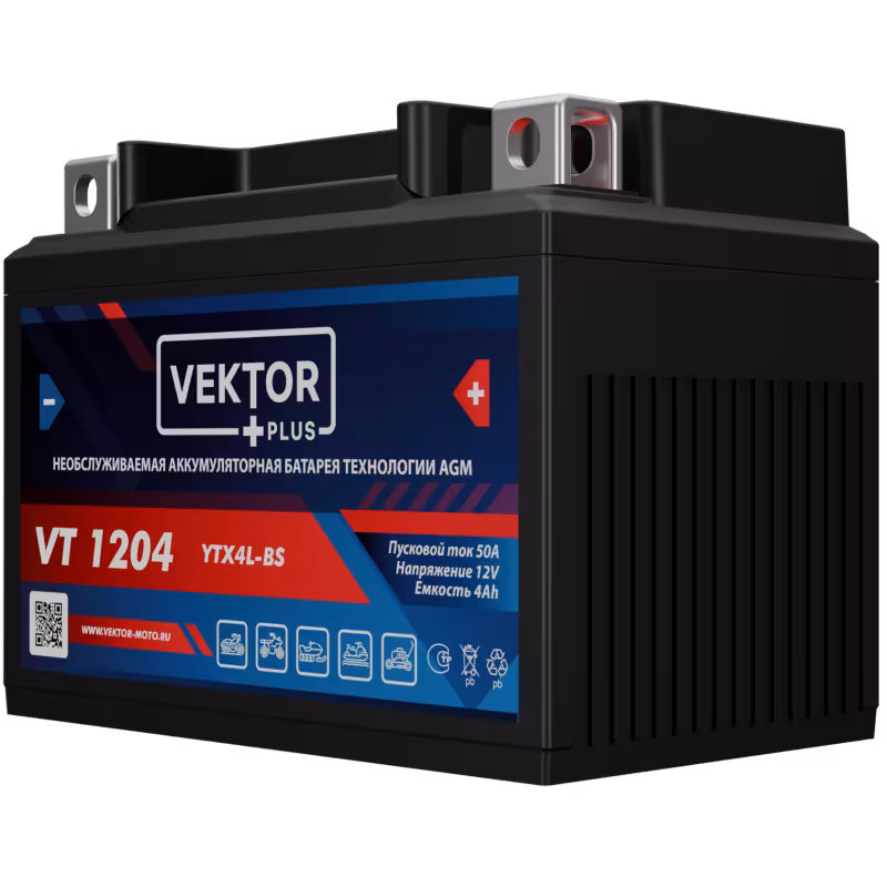 Аккумулятор Vector YTX4L-BS, 4Ah, 12V