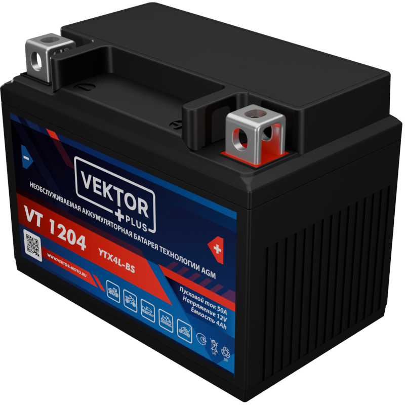 Аккумулятор Vector YTX4L-BS, 4Ah, 12V