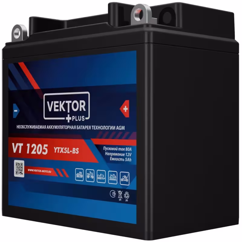Аккумулятор Vector YTX5L-BS, 5Ah, 12V