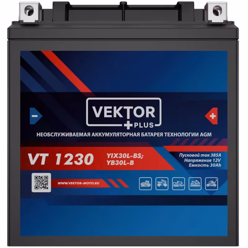 Аккумулятор Vector YIX30L-BS, 30Ah, 12V