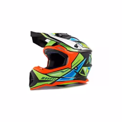 Мотошлем Starezzi Lazy Boy Geometrium Style 1, оранжевый/черный/зеленый/голубой, размер S