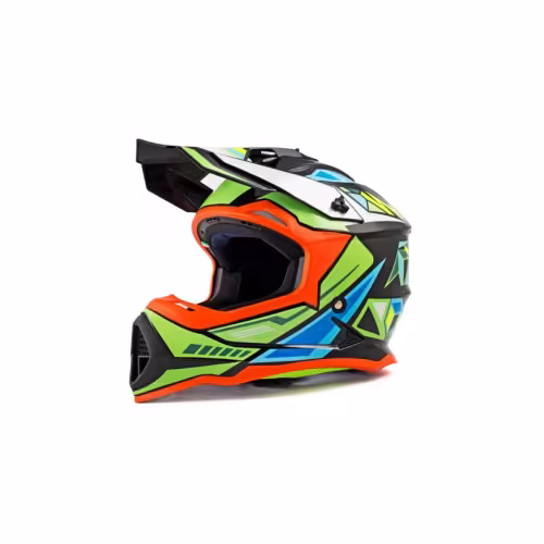 Мотошлем Starezzi Lazy Boy Geometrium Style 1, оранжевый/черный/зеленый/голубой, размер L