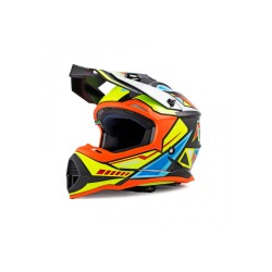 Мотошлем Starezzi Lazy Boy Geometrium Style 2, оранжевый/желтый/голубой, размер S