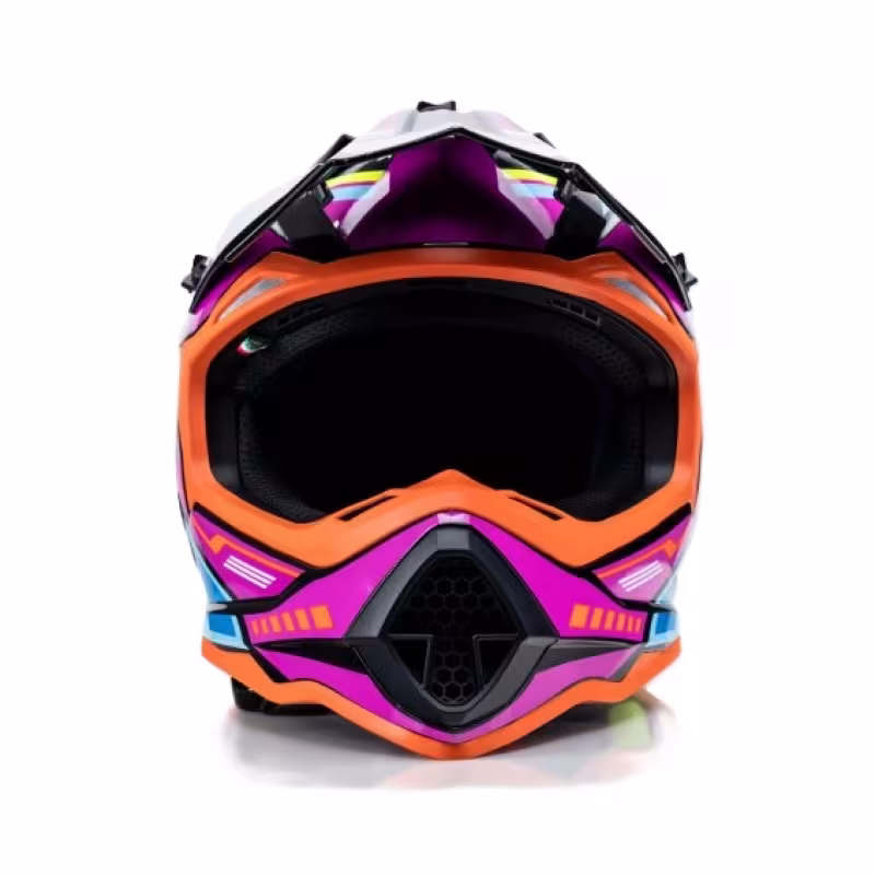 Мотошлем Starezzi Lazy Boy Geometrium Style 3, оранжевый/синий/фиолетовый, размер S