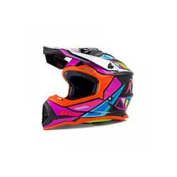 Мотошлем Starezzi Lazy Boy Geometrium Style 3, оранжевый/синий/фиолетовый, размер M