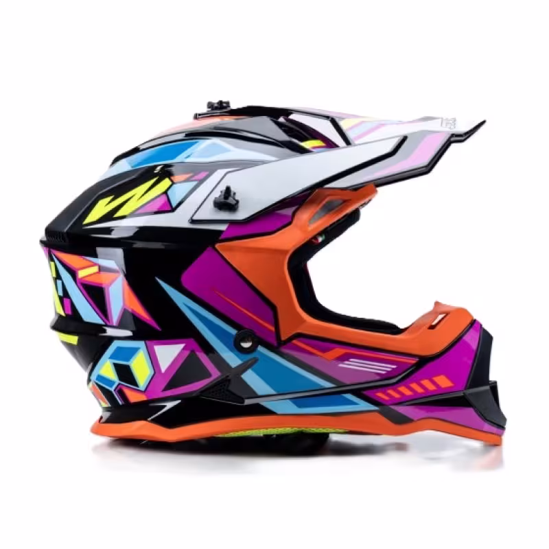Мотошлем Starezzi Lazy Boy Geometrium Style 3, оранжевый/синий/фиолетовый, размер M
