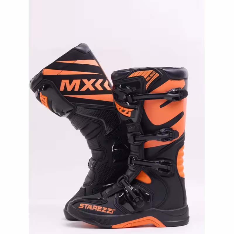 Мотоботы Starezzi Milano black/orange, черный/оранжевый, размер 41