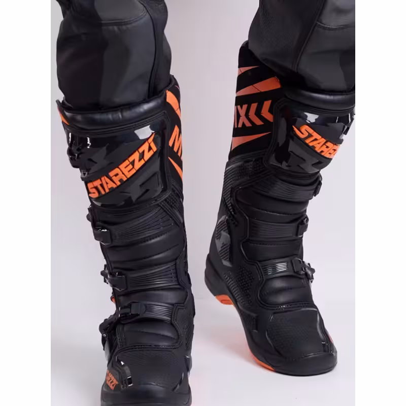 Мотоботы Starezzi Milano black/orange, черный/оранжевый, размер 41