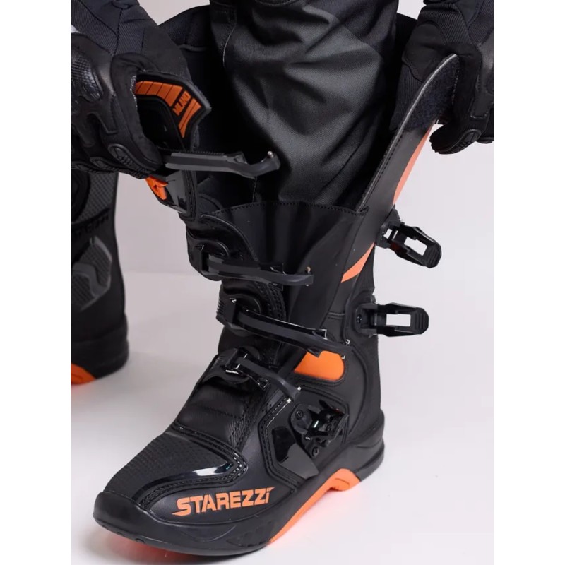 Мотоботы Starezzi Milano black/orange, черный/оранжевый, размер 42
