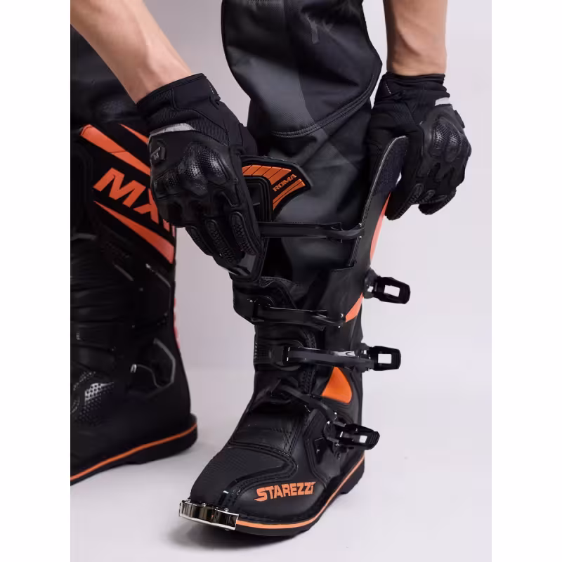 Мотоботы Starezzi Roma black/orange, черный/оранжевый, размер 41