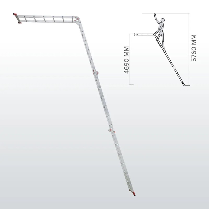 Лестница-трансформер Новая Высота NV 3320, четырехсекционная, 4х6 перекладин