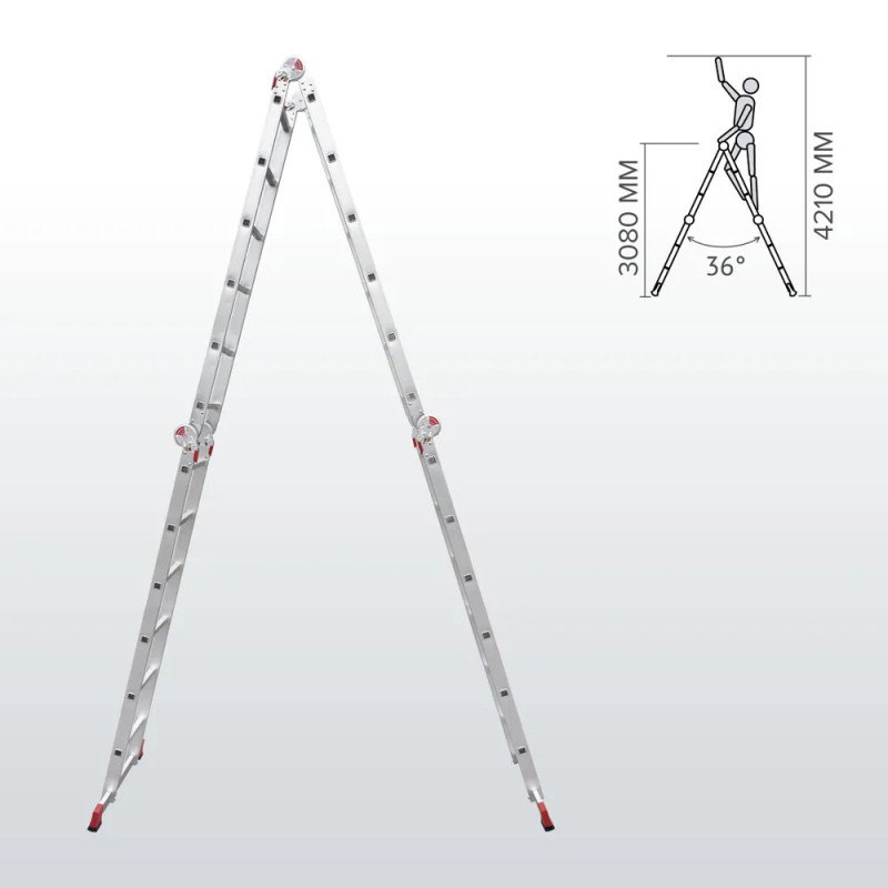 Лестница-трансформер Новая Высота NV 3320, четырехсекционная, 4х6 перекладин