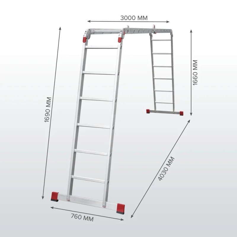 Лестница-трансформер Новая Высота NV 3320, четырехсекционная, 4х6 перекладин