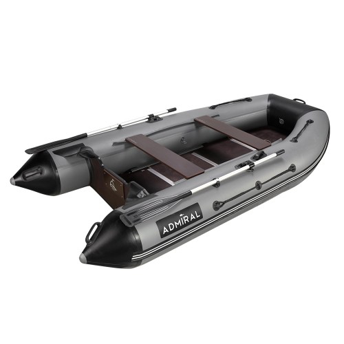 Лодка надувная ПВХ Адмирал 335, пайол фанерный, серый/черный