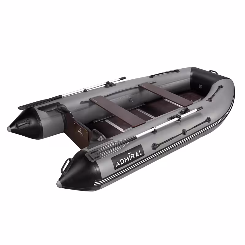 Лодка надувная ПВХ Адмирал 335, пайол фанерный, серый/черный