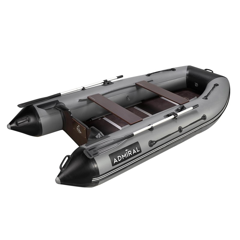 Лодка надувная ПВХ Адмирал 335, пайол фанерный, серый/черный