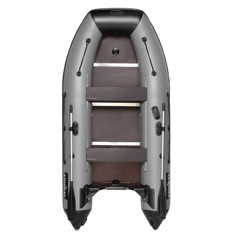 Лодка надувная ПВХ Адмирал 335, пайол фанерный, серый/черный