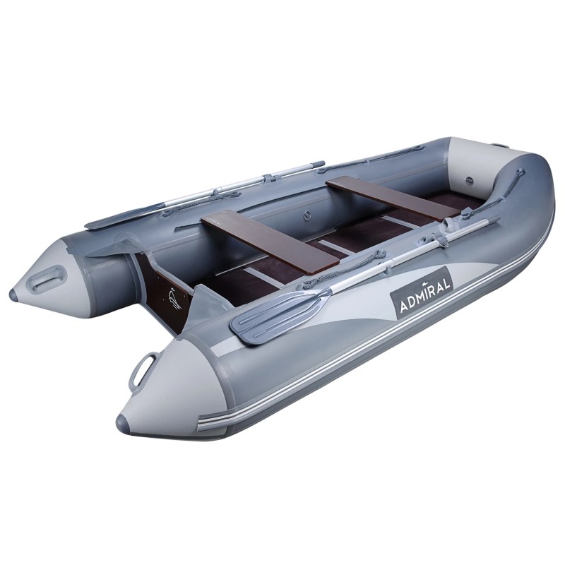 Лодка надувная ПВХ Адмирал 335, пайол фанерный, серый