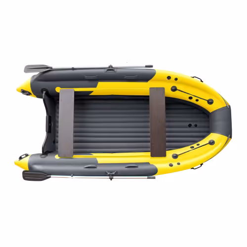 Лодка надувная ПВХ с интегрированным фальшбортом Angler Skat Triton 390NDFi, НДНД, серый/желтый