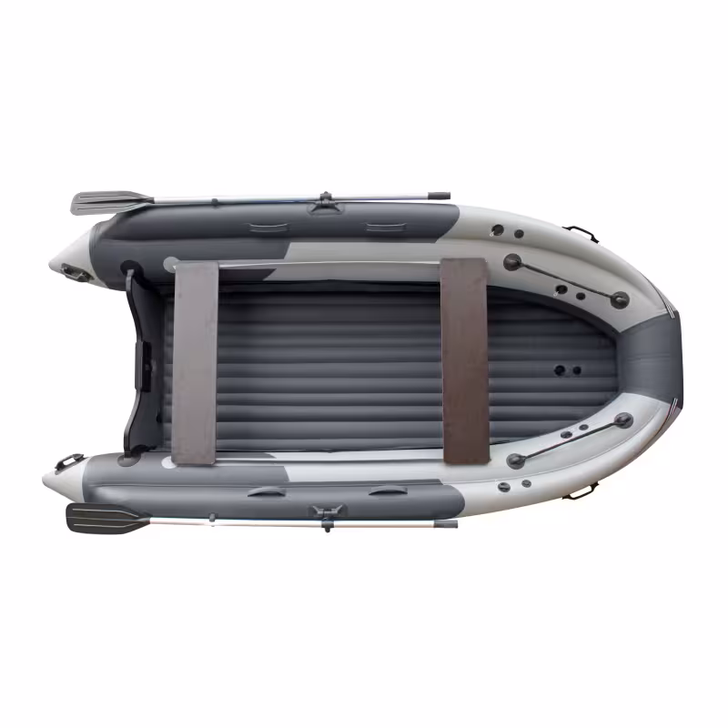 Лодка надувная ПВХ с интегрированным фальшбортом Angler Skat Triton 390NDFi, НДНД, серый