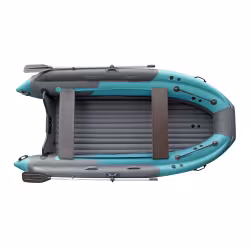 Лодка надувная ПВХ с интегрированным фальшбортом Angler Skat Triton 390NDFi, НДНД, серый/бирюзовый
