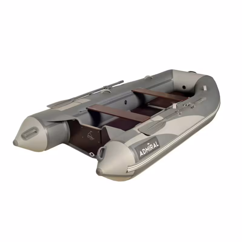 Лодка надувная ПВХ Адмирал 350, пайол фанерный, серый