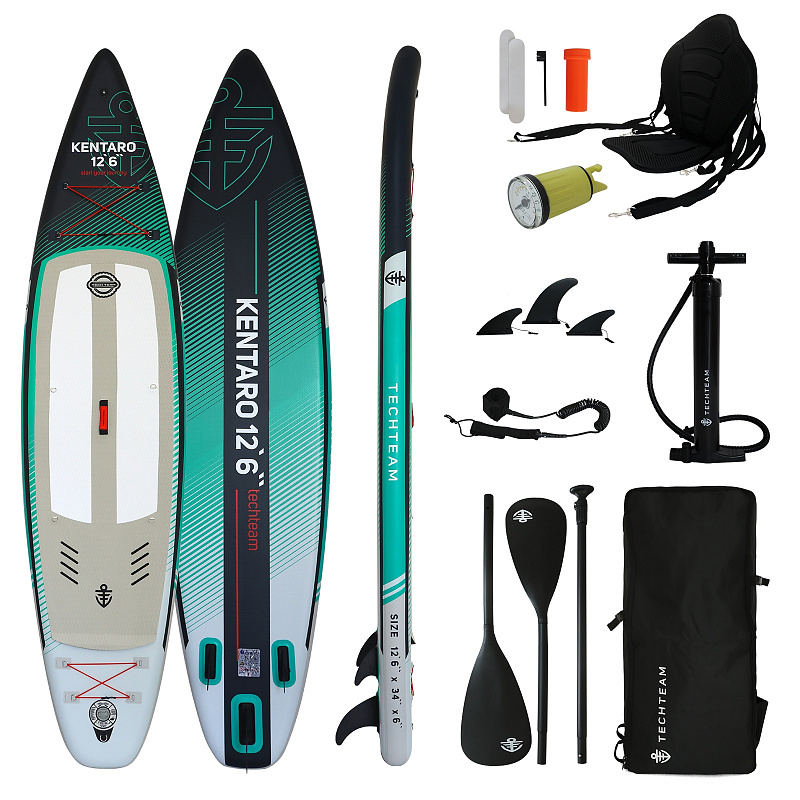 SUP-доска надувная Tech Team Kentaro 12.6, бирюзовый/черный