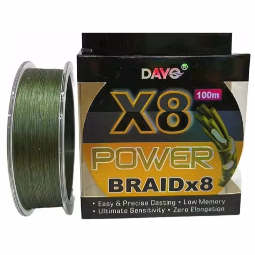Шнур плетеный Dayo Power Braid X8, 0.14 мм, 13.2 кг, 100 м
