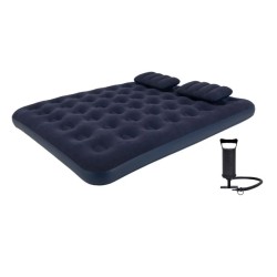 Матрас надувной Avenli Queen-size с подушками и насосом, 203x152x22 см, синий