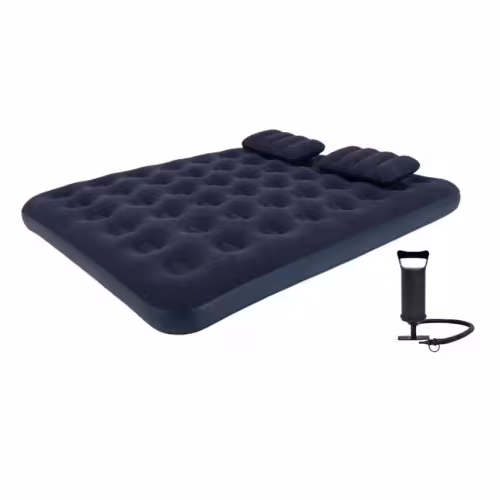 Матрас надувной Avenli Queen-size с подушками и насосом, 203x152x22 см, синий