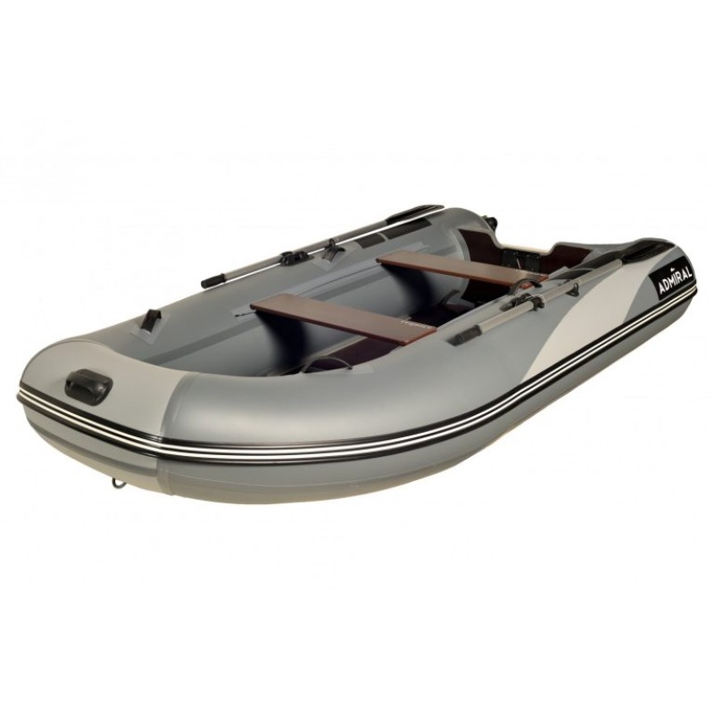 Лодка надувная ПВХ Адмирал 330, пайол фанерный, серый/черный