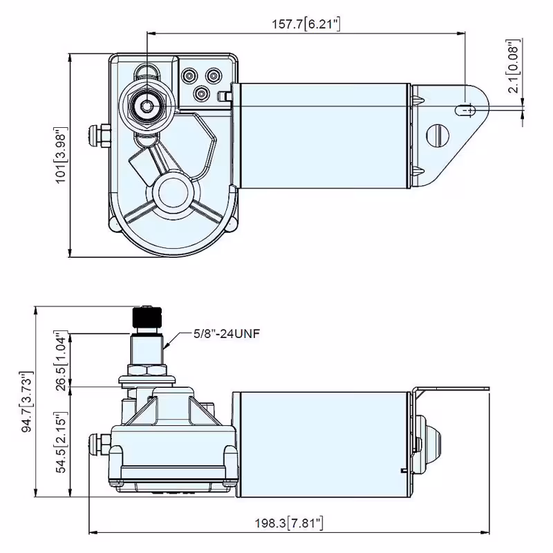 Мотор электрический стеклоочистителя TMC 12В, 83-120 градусов, автоматический возврат щетки