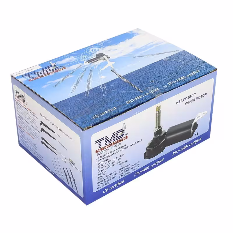 Мотор электрический стеклоочистителя TMC 12В, 83-120 градусов, автоматический возврат щетки