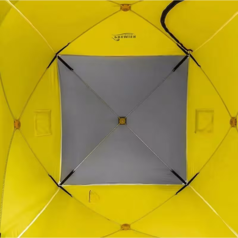 Палатка-куб для зимней рыбалки Premier Fishing Куб-2, 2-местная, 180x180 см, желтый/серый