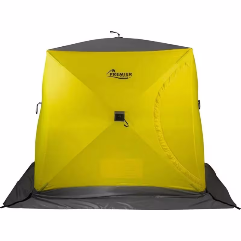 Палатка-куб для зимней рыбалки Premier Fishing Куб-3, 3-местная, 215x215x200 см, желтый/серый