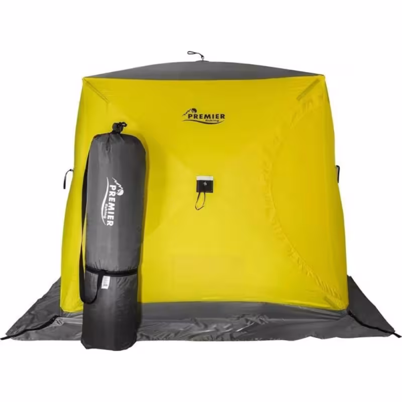 Палатка-куб для зимней рыбалки Premier Fishing Куб-3, 3-местная, 215x215x200 см, желтый/серый