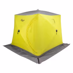 Палатка-куб утепленная для зимней рыбалки Premier Fishing Лонг-2, 2-местная, 210x180x175 см, желтый/серый