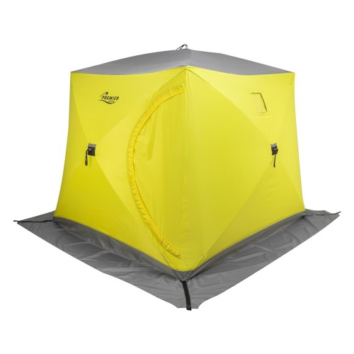 Палатка-куб утепленная для зимней рыбалки Premier Fishing Лонг-2, 2-местная, 210x180x175 см, желтый/серый
