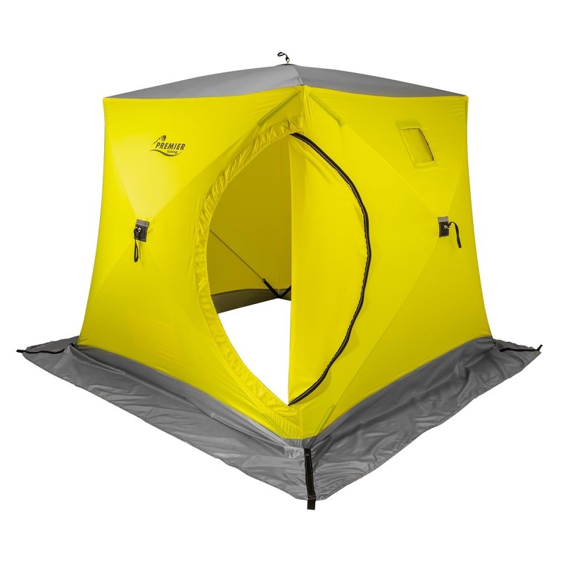 Палатка-куб утепленная для зимней рыбалки Premier Fishing Лонг-2, 2-местная, 210x180x175 см, желтый/серый