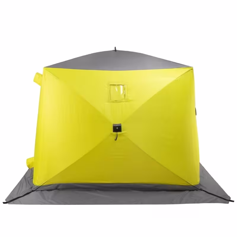 Палатка-куб утепленная для зимней рыбалки Premier Fishing Лонг-2, 2-местная, 210x180x175 см, желтый/серый