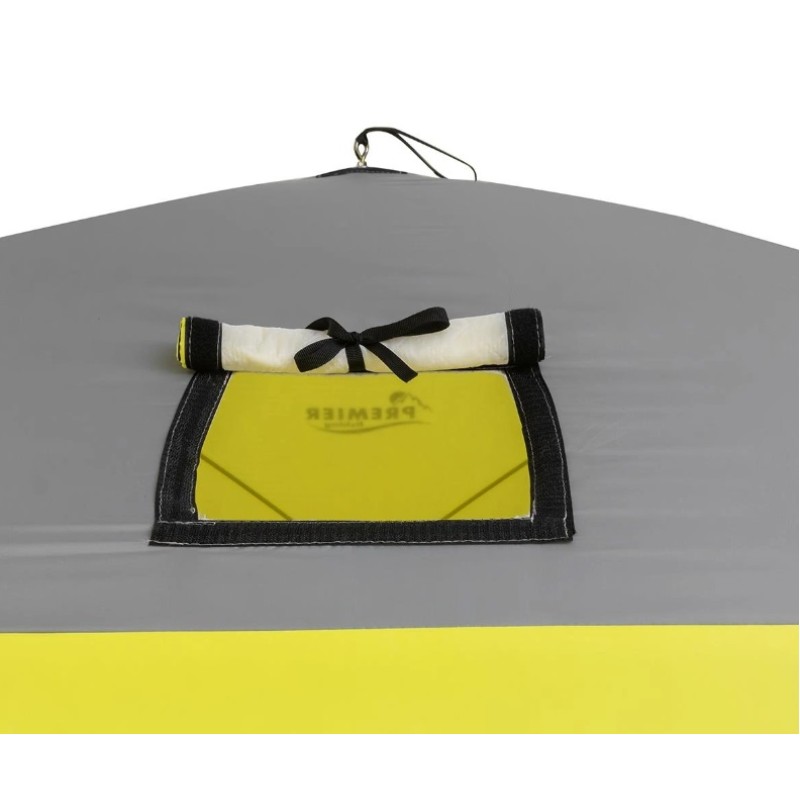 Палатка-куб утепленная для зимней рыбалки Premier Fishing Лонг-2, 2-местная, 210x180x175 см, желтый/серый