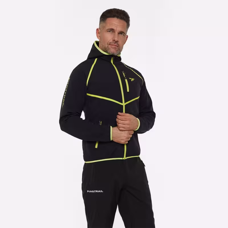 Куртка мужская Finntrail Nitro 1325 Graphite, ткань Софтшелл, черный, размер 58-60 (XXL), 185-195 см