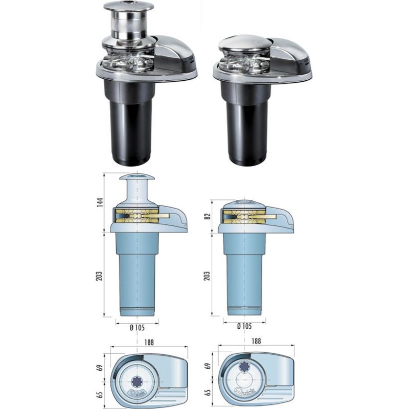 Лебедка якорная Quick Prince DP2E, 500 Вт, 12 В, цепь 6 мм
