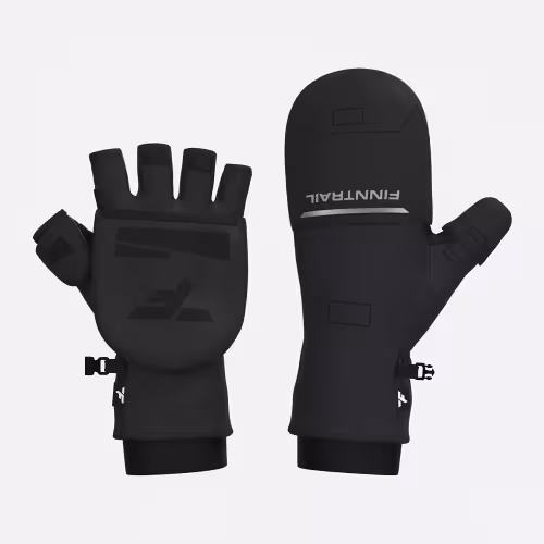 Перчатки с откидным верхом Finntrail Optymus 2702 Graphite, ткань Софтшелл, черный, размер L