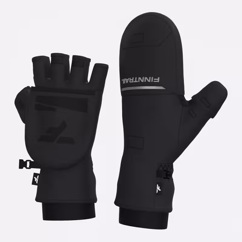 Перчатки с откидным верхом Finntrail Optymus 2702 Graphite, ткань Софтшелл, черный, размер S